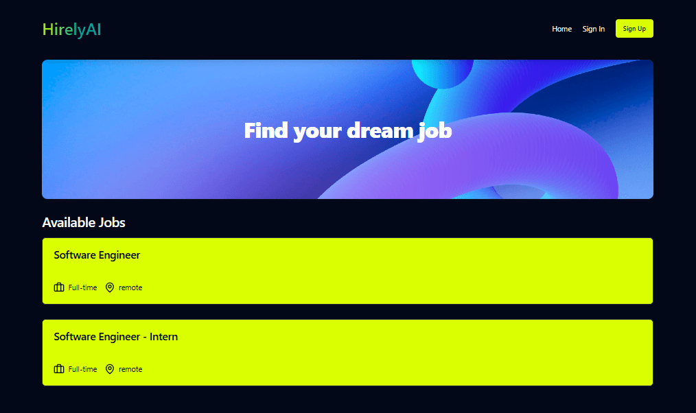 HirelyAI Dashboard Screenshot